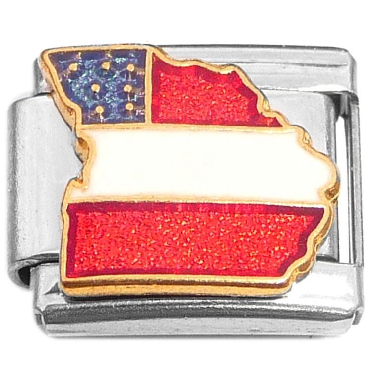 Red White Blue Flag Ohio State Outline Italian Charm
