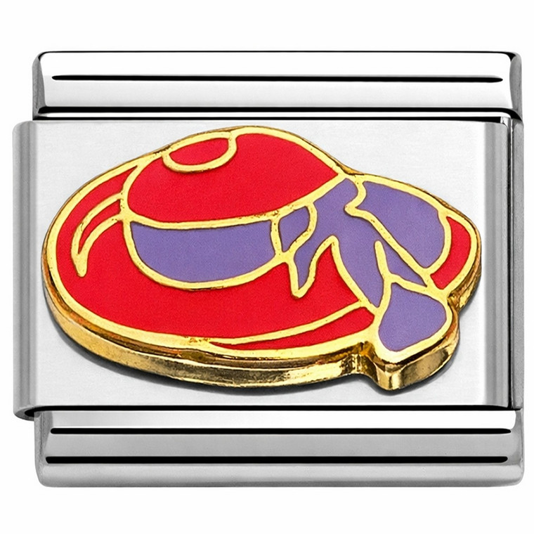Purple Ribbon Bow Red Hat Italian Charm