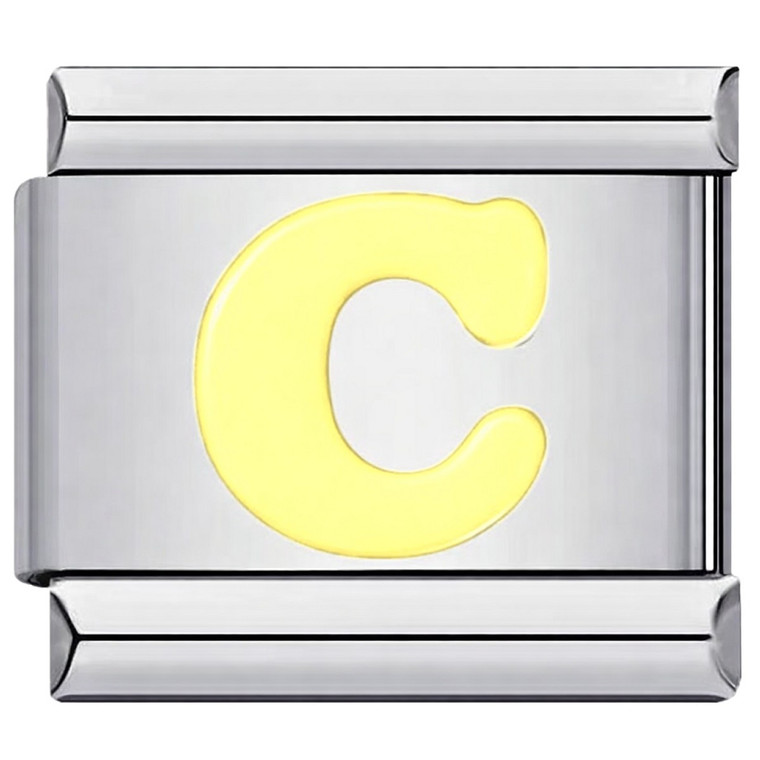 Yellow Letter C Italian Charm
