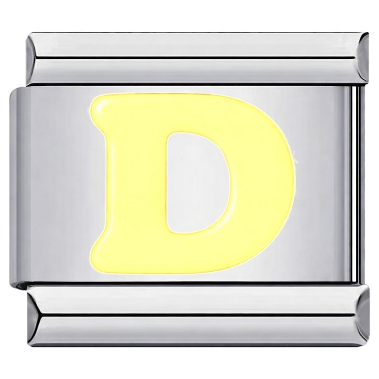 Yellow Letter D Italian Charm