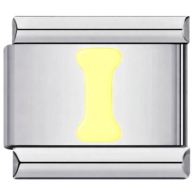 Yellow Letter I Italian Charm
