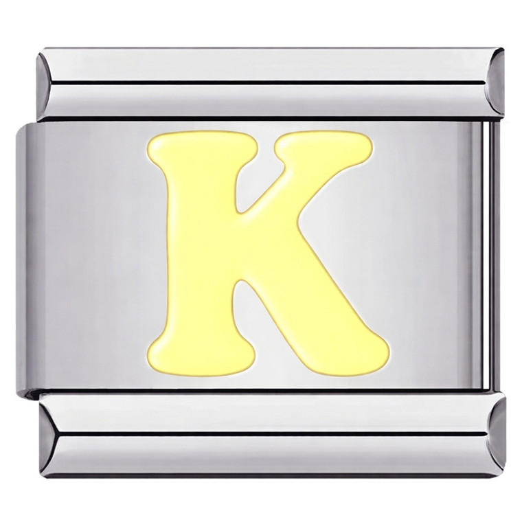 Yellow Letter K Italian Charm