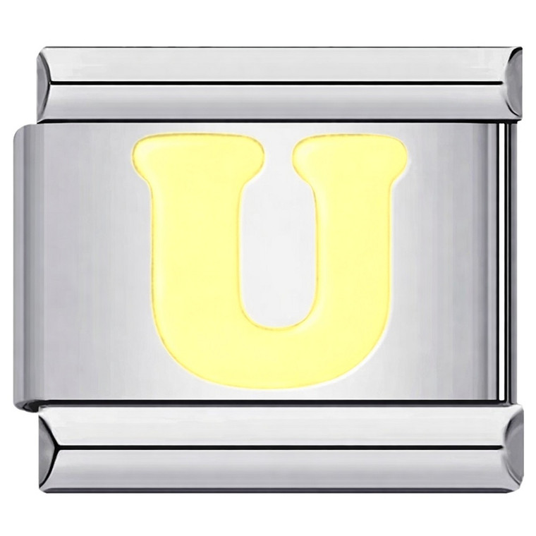 Yellow Letter U Italian Charm