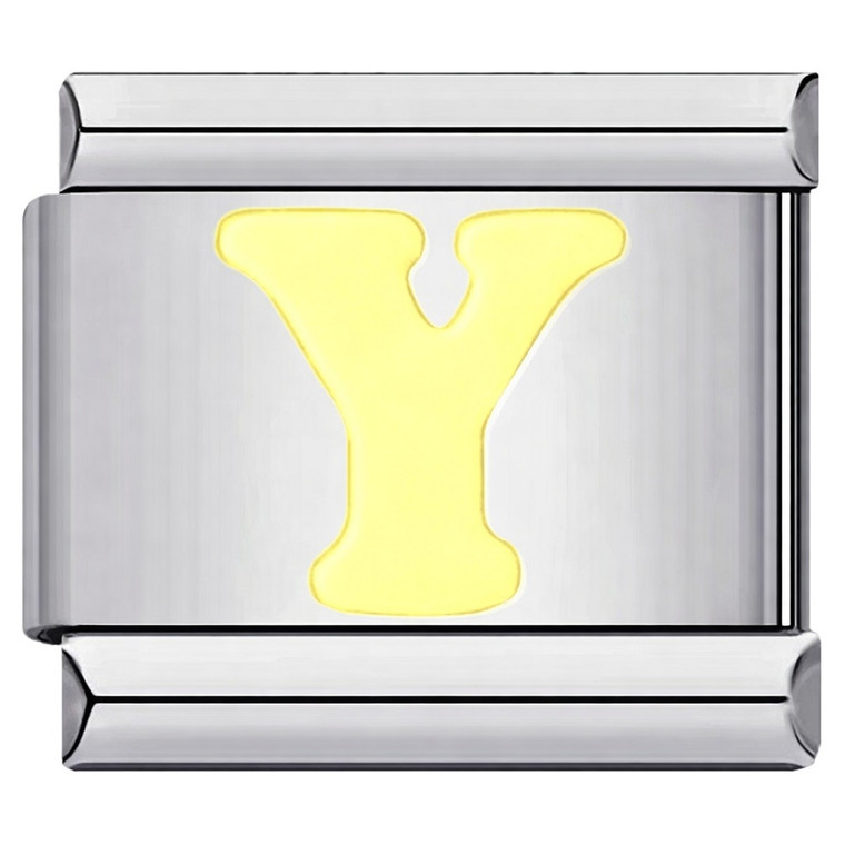 Yellow Letter Y Italian Charm