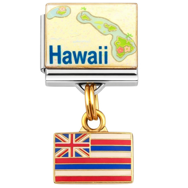 Hawaii State Outline Flag Dangle Italian Charm