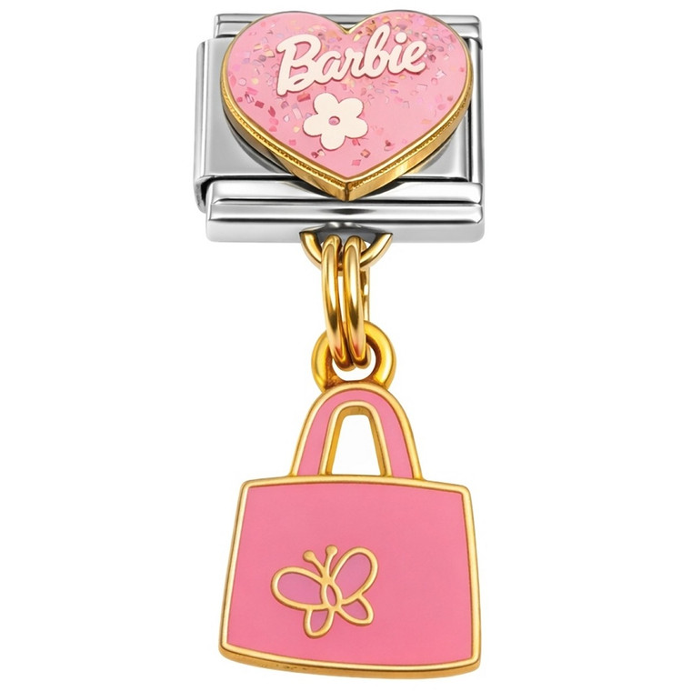 Pink Heart Purse Dangle Italian Charm