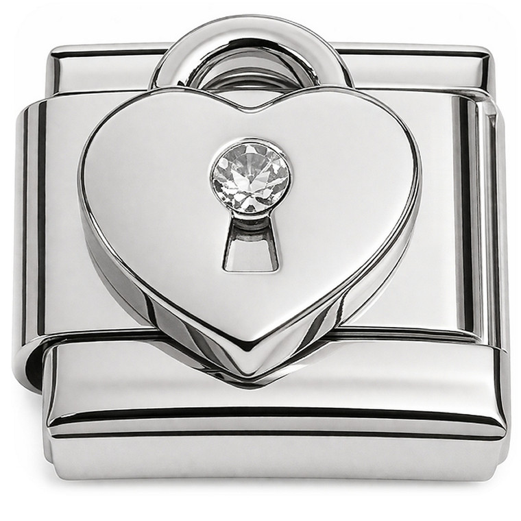 Heart Lock Bling Italian Charm