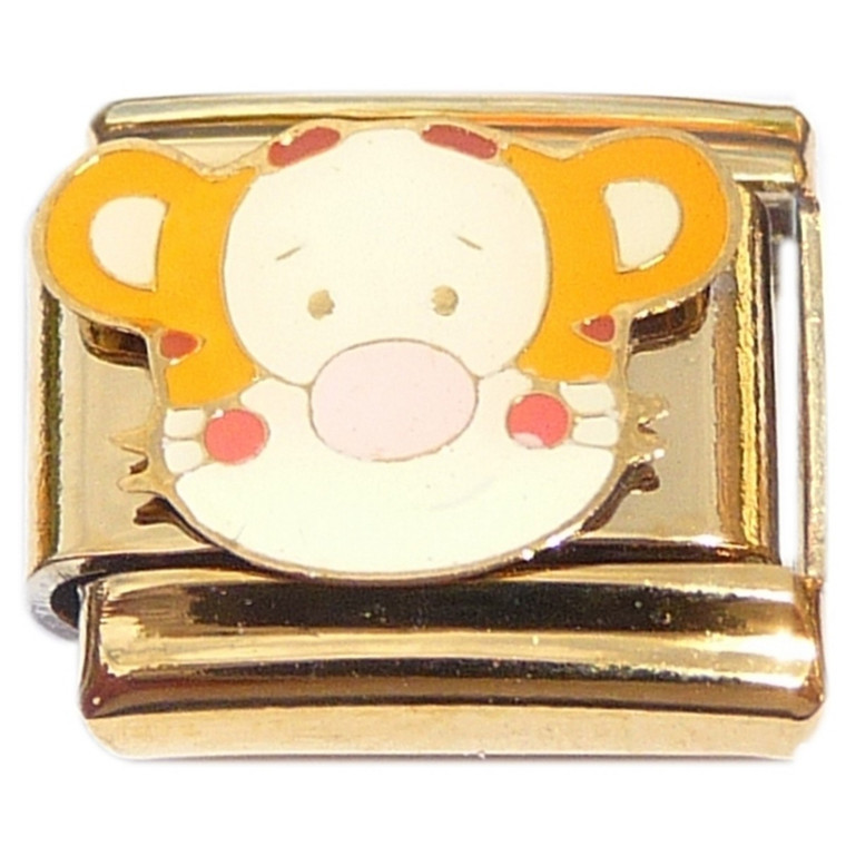 Cartoon Tiger Gold Trim Italian Charm