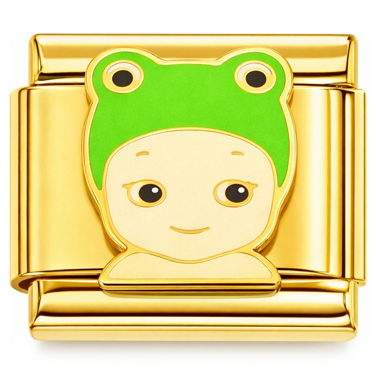 Frog Angel Gold Base Italian Charm
