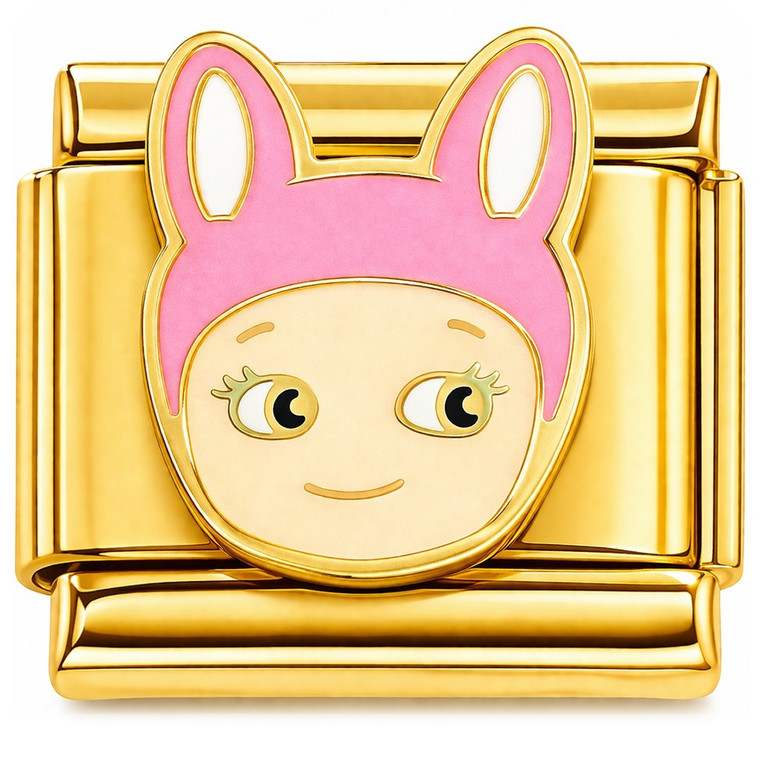 Bunny Angel Gold Base Italian Charm