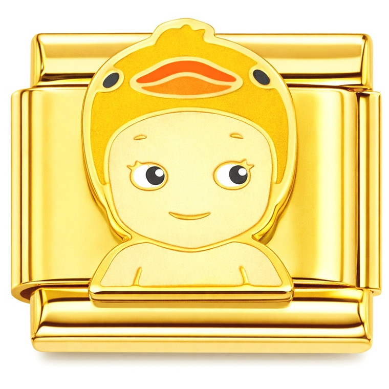 Duck Angel Gold Base Italian Charm