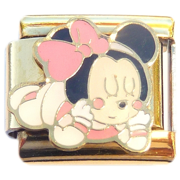 Lounging Girl Mouse Gold Trim Italian Charm