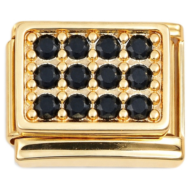 Black Bling Array Gold Base Italian Charm