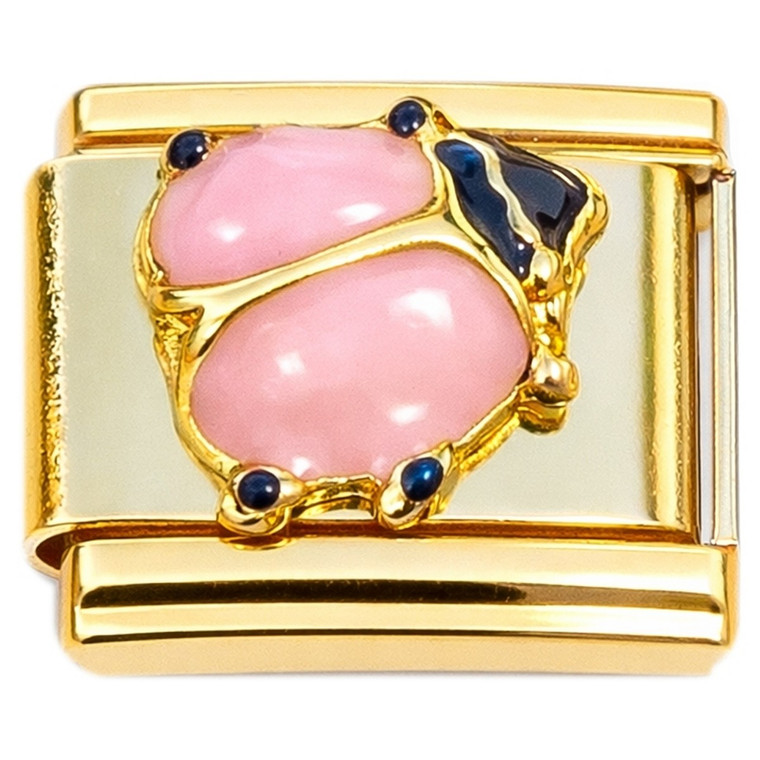 Pink Beetle Bug Gold Base Italian Charm