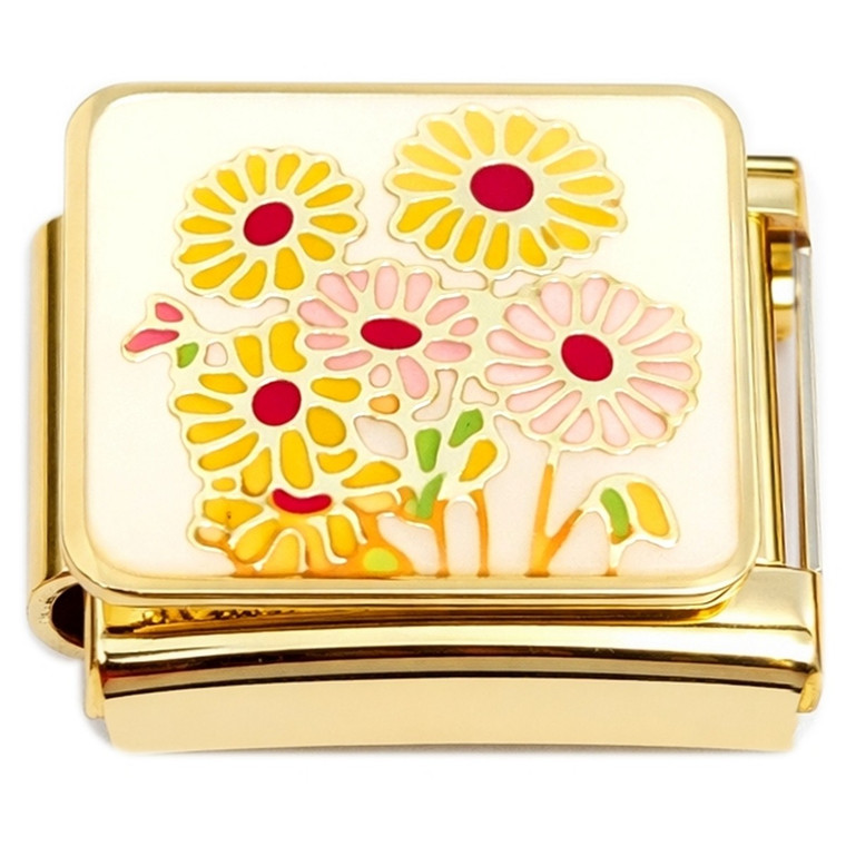 Flower Bouquet Gold Base Italian Charm