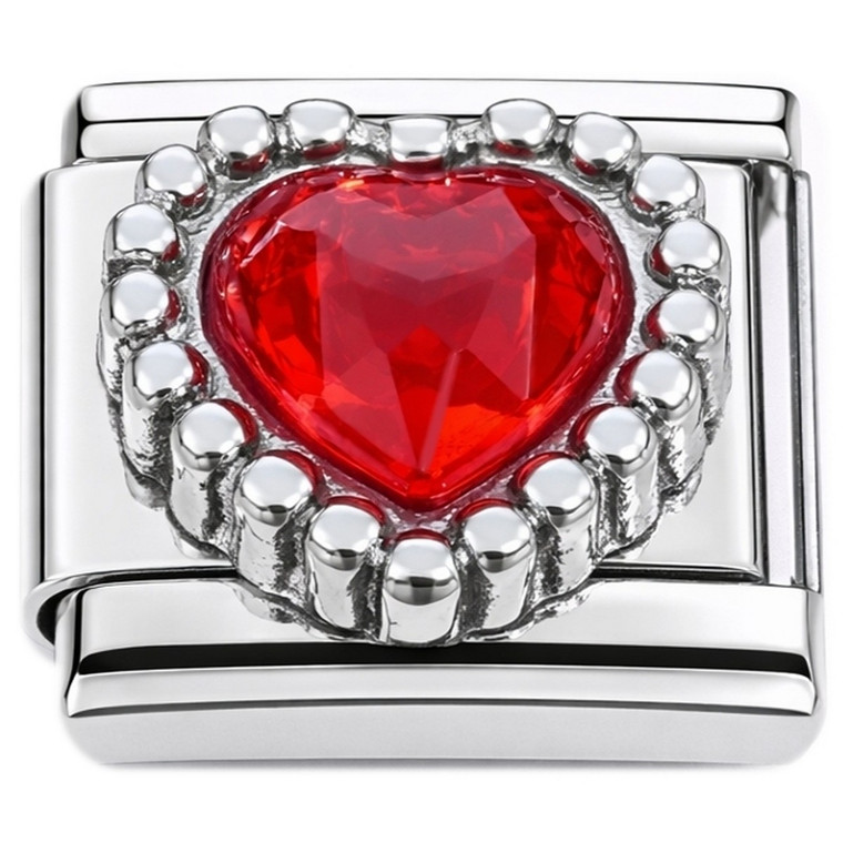Beaded Red Bling Heart Italian Charm