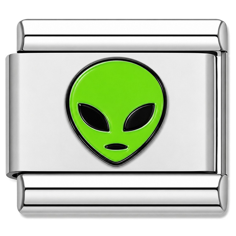 Alien Head Green Face Value Italian Charm