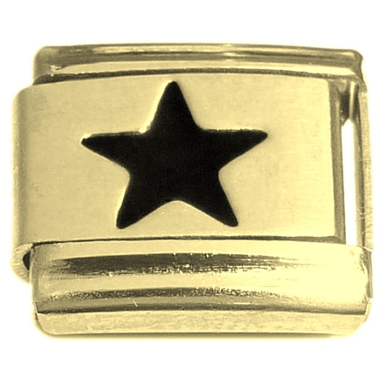 Black Star Goldtone Base Italian Charm