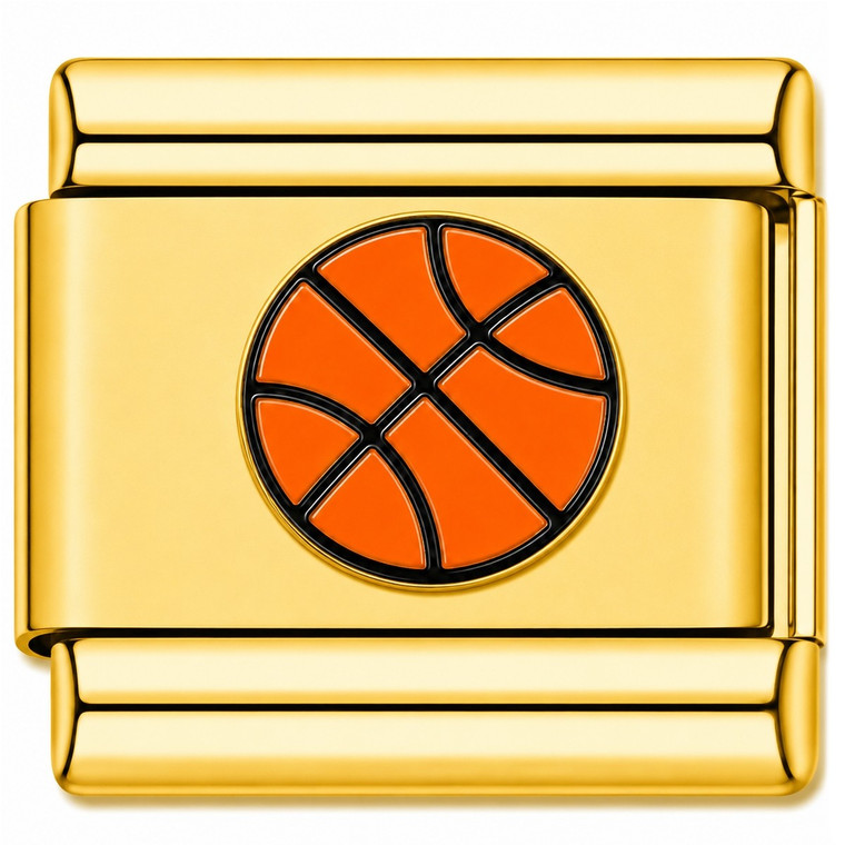 Brown Basketball Sports Gold Value Italian Charm