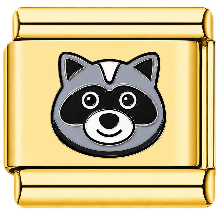 Cute Racoon Face Gold Value Italian Charm