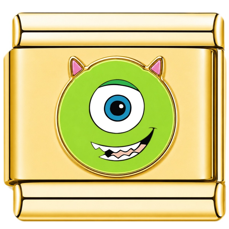 One Eye Cartoon Face Gold Value Italian Charm