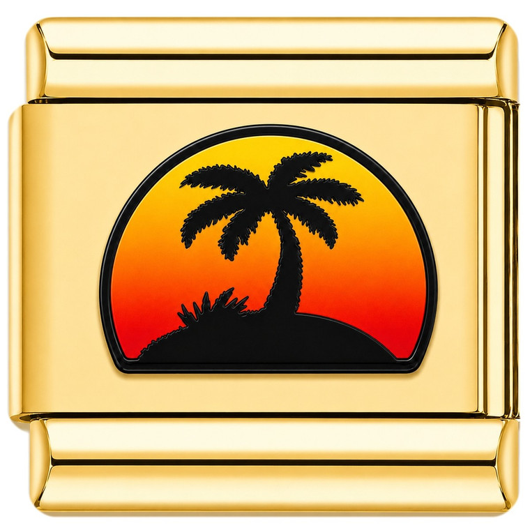 Sunset Palm Tree Gold Value Italian Charm