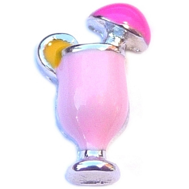 Pink Tropical Drink Floating Locket Charm