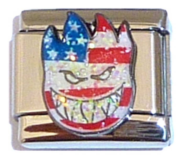 Patriotic Flame Head Italian Charm