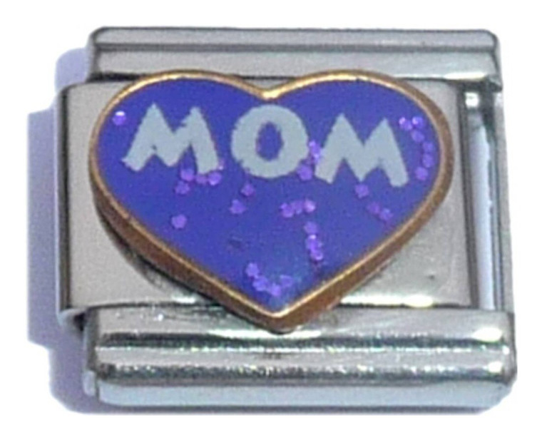 Mom on Purple Heart Italian Charm