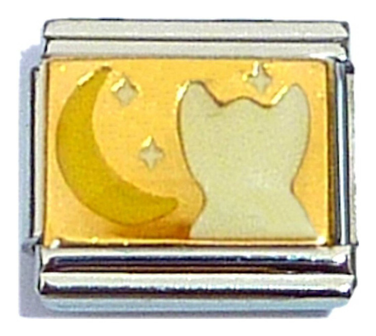 Cat And Moon Italian Charm