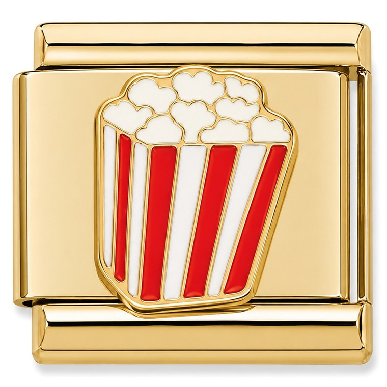 Popcorn Bucket Goldtone Base Italian Charm