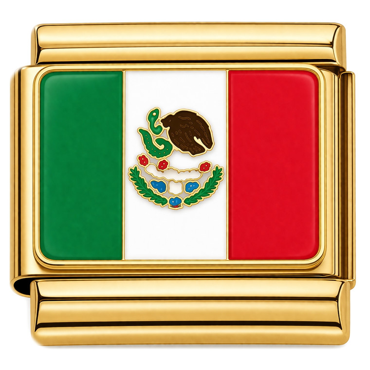 Mexican Flag Mexico Gold Italian Charm