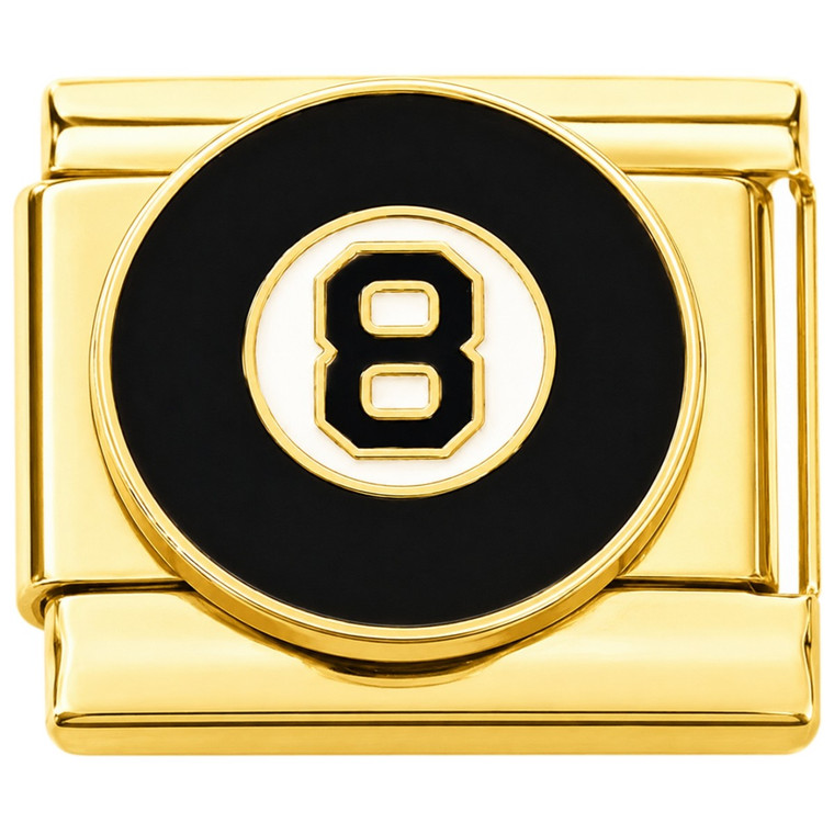 Big Eight Ball Gold Italian Charm