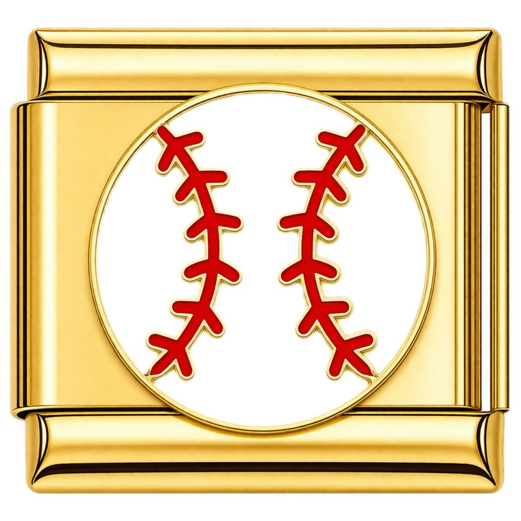 Baseball Red Seams Gold Italian Charm