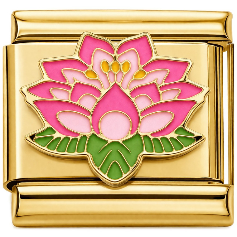 Lotus Flower Gold Italian Charm