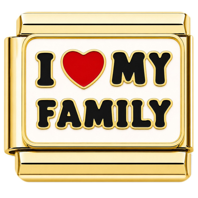 I Love My Family Gold Italian Charm
