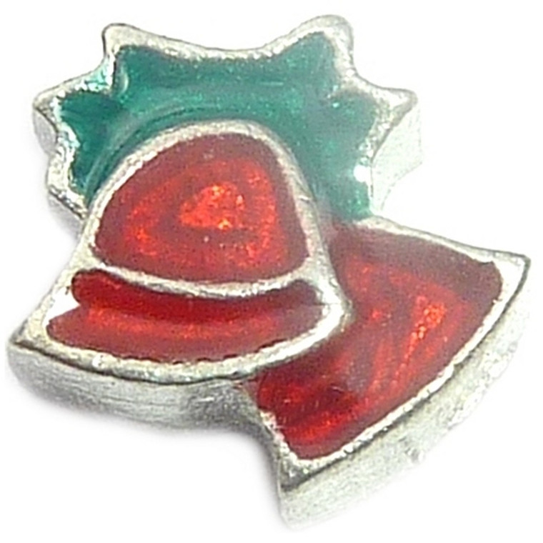 Red Bells with Green Floating Locket Charm
