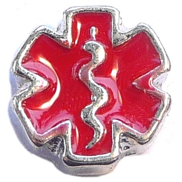 Red Medical Symbol Floating Locket Charm