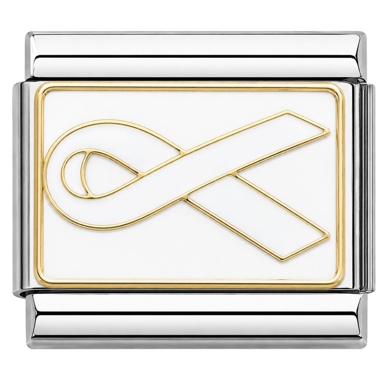 White Ribbon Italian Charm