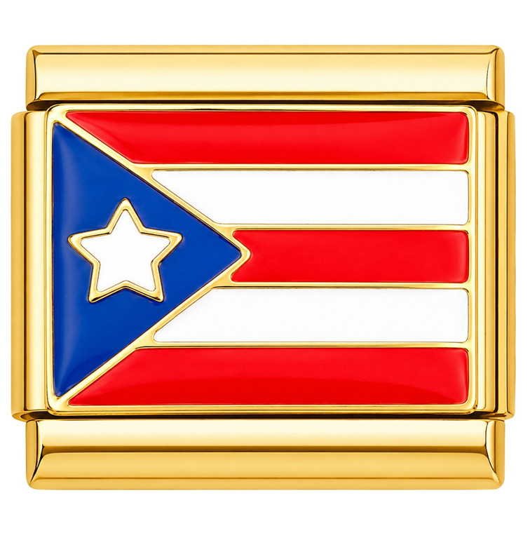 Puerto Rico Flag Goldtone Italian Charm