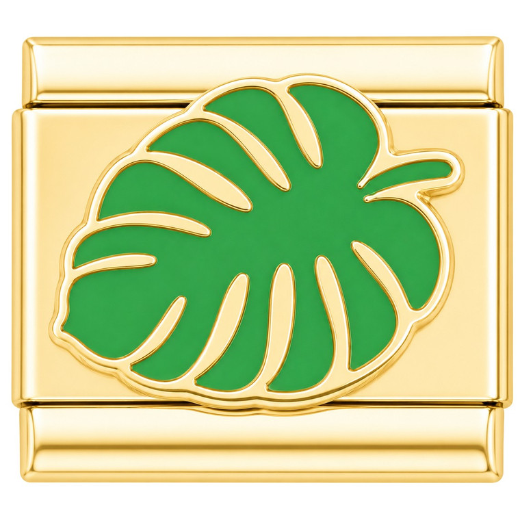 Monstera Leaf Plant Goldtone Italian Charm