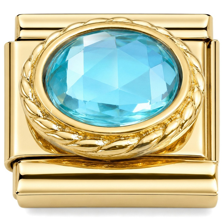 Blue Bling Gold Base Italian Charm