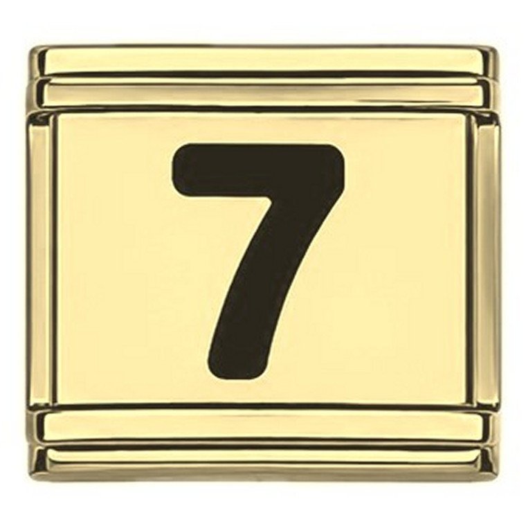 Number Seven Black 7 Gold Italian Charm