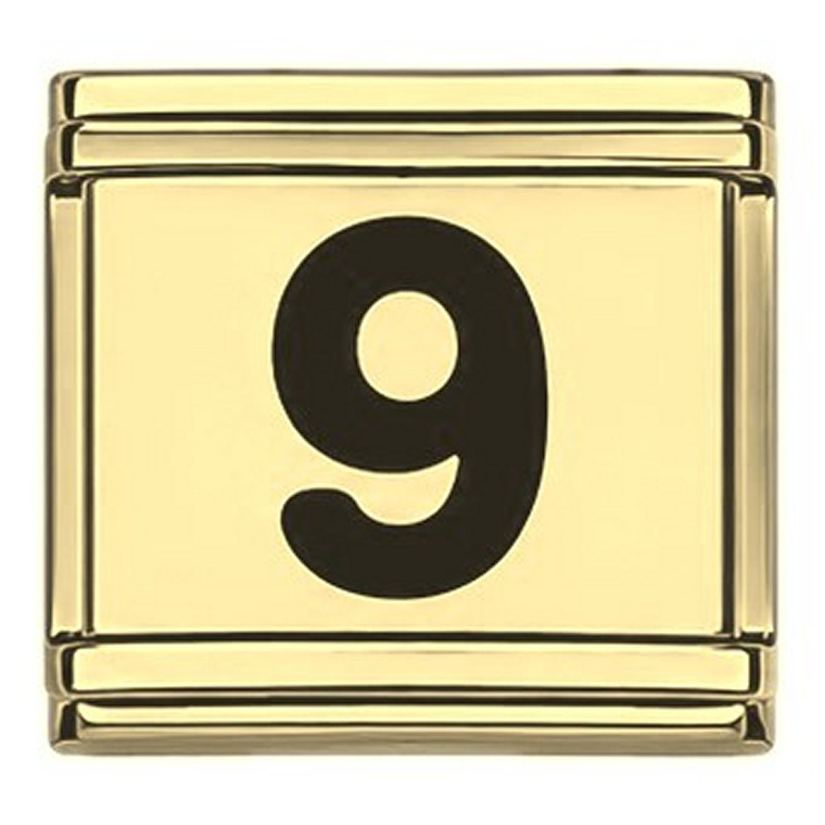 Number Nine Black 9 Gold Italian Charm