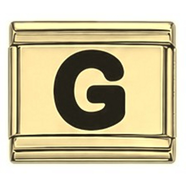 Black Letter G Gold Italian Charm