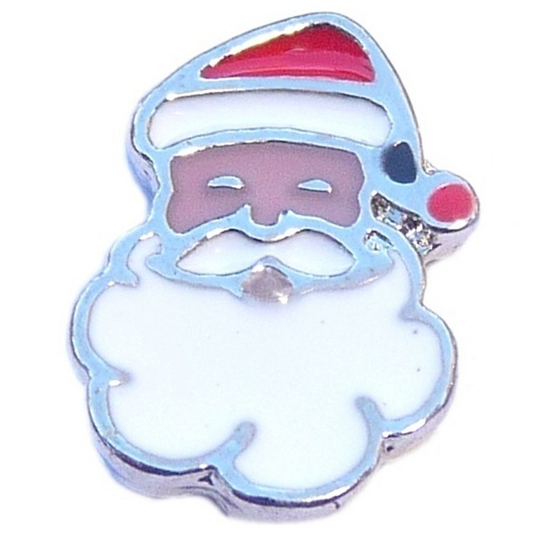 Santa with Fluffy Beard Floating Locket Charm