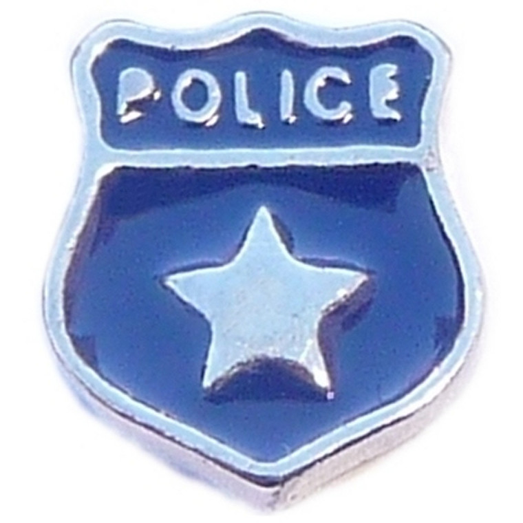 Police Badge Floating Locket Charm