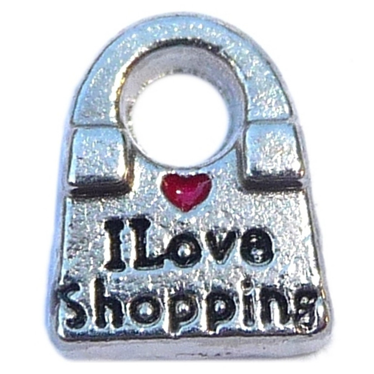 I Love Shopping Handbag Floating Locket Charm