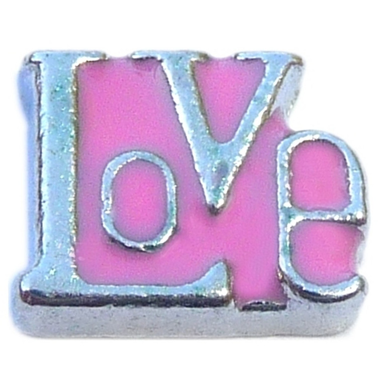 Love Pink Floating Locket Charm