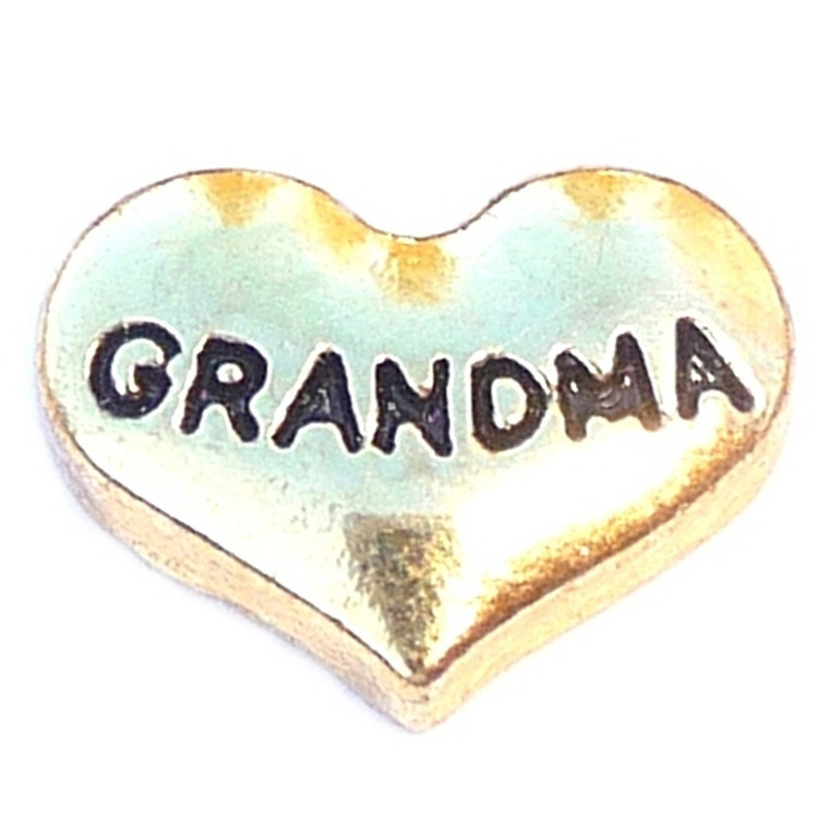 Grandma Goldtone Heart Floating Locket Charm